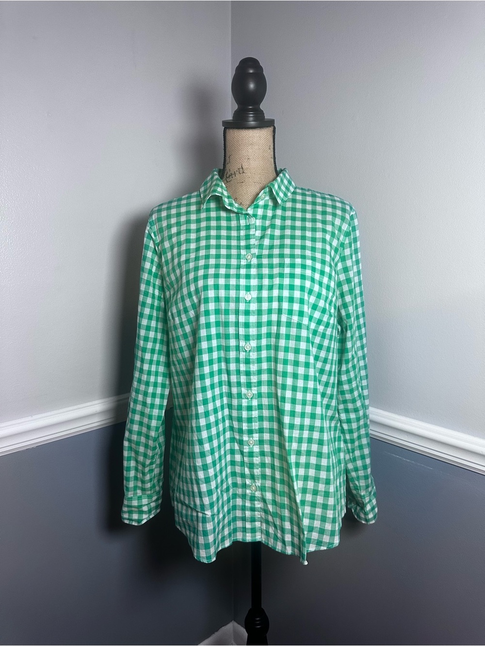 J.CREW Classic Gingham Button-Down Duo (Green & Pink) • Size XL